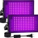 2 Pack 100W Black Light, LED Blacklight with US Plug and Switch, Black Lights for Glow None Party, Halloween,Body Painting,Fluorescent Painting and Tapestry