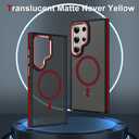 AIGOMARA Magnetic for Samsung Galaxy S22 Ultra Case, [Compatible with Magsafe] [Military-Grade Protection] Slim Shockproof Translucent Matte Protective Case for Galaxy S22 Ultra 6.8 Inch, Black/Red