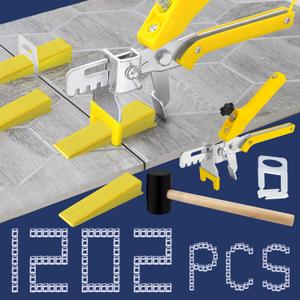 Tile Leveling System with Tile Plier and Rubber Mallet, 1000 Piece Tile Spacers Clips and 200 Piece Reusable Wedges, Tile Leveler Tool Set for Tile and Stone Installation (1/16 Inch