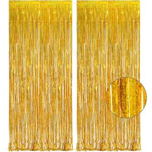Gold Fringe Curtain Tinsel Backdrop - GREATRIL Foil Fringe Curtain Party Streamers for Prom 2026 NYE New Years Eve Birthdays Christmas Theme Party Decorations Pack of 2