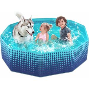Jasonwell Foldable Dog Kiddie Pool - Hard Plastic Kids Paddling Pool Toddler Baby Swimming Pools for Backyard Collapsible Whelping Box Pet Doggie Cats Wading Pools Bathtub for Puppy Large Dogs 63In (Green)