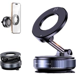 Magnetic Suction Cup Phone Mount for Magsafe, 360 Adjustable Magnetic Car Phone Holder, Pocket Size Foldable Car Mount, Cell Phone Holders for Your Car for iPhone 16 Pro Max 15 14 13 12 Plus