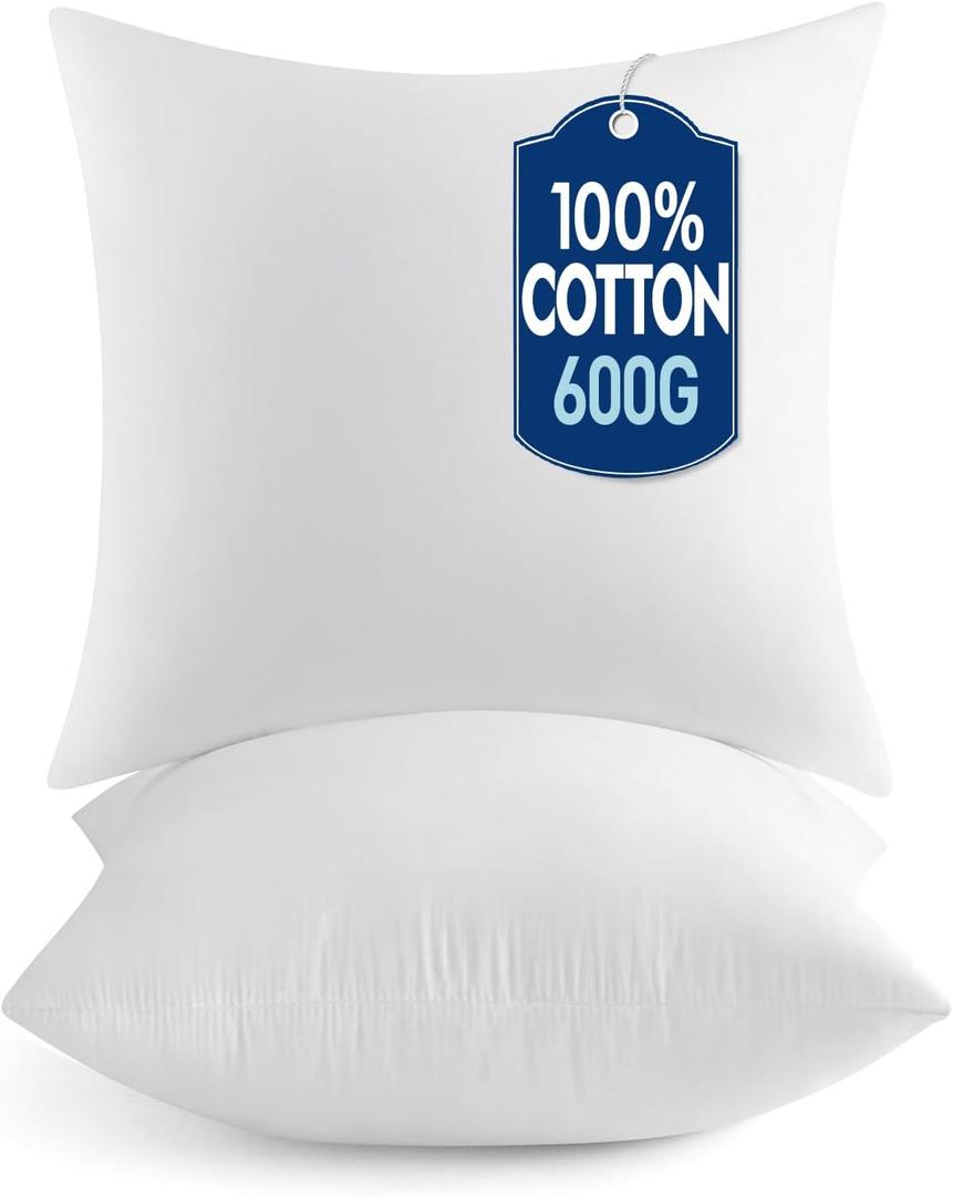 MIULEE 20x20 Pillow Inserts,Set of 2 100% Virgin Microfiber with Cotton Cover Throw Pillows for Couch Sofa and Bed