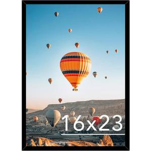 16x23 Picture Frame Black for Poster and Photo, Horizontal and Vertical Formats for Wall Hanging, Wall Gallery Frame for 16 by 23 Photos