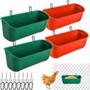 Cedilis 4 Pack Hanging Duck Feeder, Chicken Fence Feed Trough with Clips, Poultry Livestock Food Water Feeding Container for Goat, Goose, Rabbits, Sheep, Each Feeder 2.5 Quarts