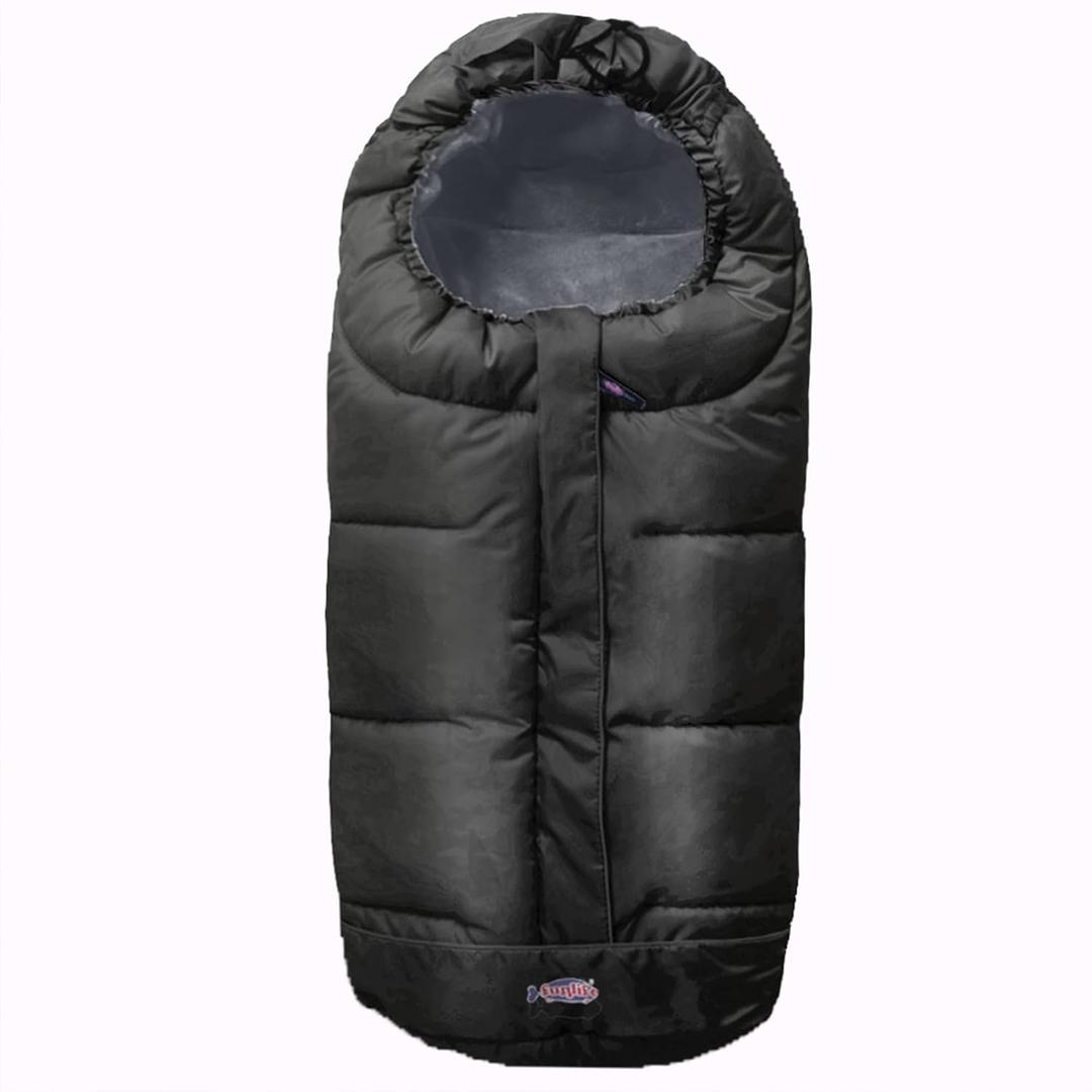 Cozy Toe Stroller Bunting Bag, Soft Coral Fleece Lining,Weather Proof Universal Footmuff Adaptable for Strollers Joggers, Pushchair (Black Grey)