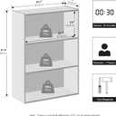 Furinno Reed Closet Organizers and Storage, 3-Tier Reversible Closet Shelves, Closet Organization Shelf, 9.7 x 23.7 x 31.5, for Bedroom, Closet, Plain White
