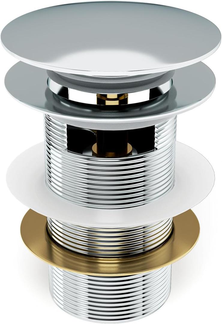 Fibetter Pop-up Drain for Freestanding Tub, Black Free Standing Bathtub Drain Stopper Fits Most Freestanding Tubs, CUPC Certification (Chrome)