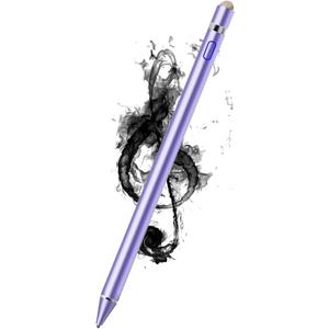 CMARS Active Stylus Pen for Touchscreen, Rechargeable Universal Pencil for iPad, Digital Fine Point Tablet Pens Compatible with Android/iPhone/iPad mini/Pro/Air/Samsung and More Tablet/Phone - Purple