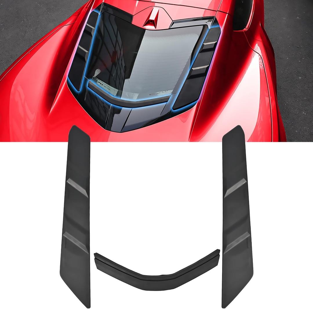 Black Dry Bay Vent Blocks and Rear Window Spoiler for Corvette C8 Stingray Z51 2020+,for C8 Z06 /E-Ray 2023+,Rear Hatch Hood Car Wash Covers Engine Bay Air Vent Inserts Protection Accessories