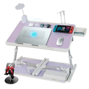 iXTRA Laptop Lap Desk Include Cooling Fan,Adjustable Lap Desk with Light Fan,Folding Laptop Desk for Bed with USB,Bed Desk with Storage Drawer 56x32cm,Purple