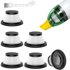6 Pack Vacuum Filter Replacement Compatible with Compact Cordless Vacuum Cleaner as Seen on TV, Washable and Reusable Vac Replacement Parts
