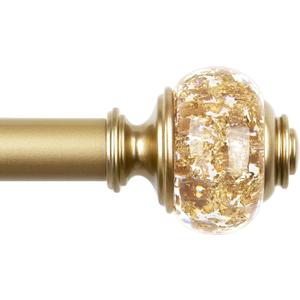 Curtain Rods for Windows 48 to 84 Inch, USFOOK 7/8 inch Luxury Gold Curtain Rod 32 to 86 Inch, Telescoping Splicing Drapery Rods with Decorative Translucent Finials (48-84")