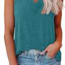 EyMuse Women V Neck Tank Tops Summer Sleeveless Tunic Casual Basic Shirts True Classic Tees Cute Trendy Clothes M (Lake Blue)