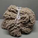 Bigacogo Chunky Knit Throw Blanket for Couch, 40x60 inches, 100% Hand Knitted with Thick Jumbo Chenille Yarn, Cozy Soft Large Rope Knot Cable Crochet Blankets for Sofa Bed Living Room, Taupe