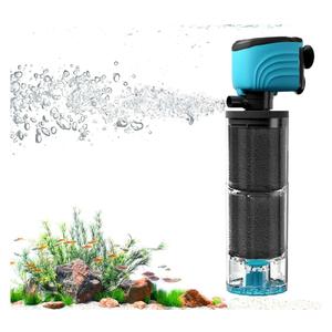 Submersible Aquarium Filter, Upgraded 50-150 Gallon Fish Tank Filter with Fish Guard, Internal Whisper Pump for Turtle Tank, Debris Tray, Check Valve, Fresh/Saltwater, 12-Inch