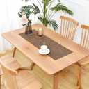 Rustic Faux Linen Table Runner Neutral Coffee Table Runners Double Layer Reversible Rectangle Runners for Daily Use Kitchen Dining Banquet Holiday 14x36 Inch