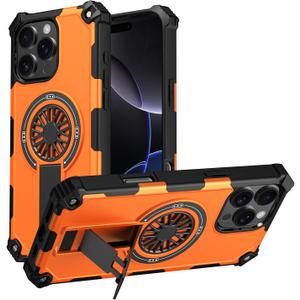 for Apple iPhone 16 Pro Max Case with Invisible Kickstand,Stress Relief & Military Drop Protection Magnetic Phone Case Cover 6.9".Orange