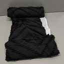 No Hook Shower Curtain and Liner Set, Black Snap in Shower Curtain Ringless Chevron Tufted Cloth Waterproof Washable Fabric Bath Curtain with See Through Top Window for Bathroom Hotel 71" x 74"