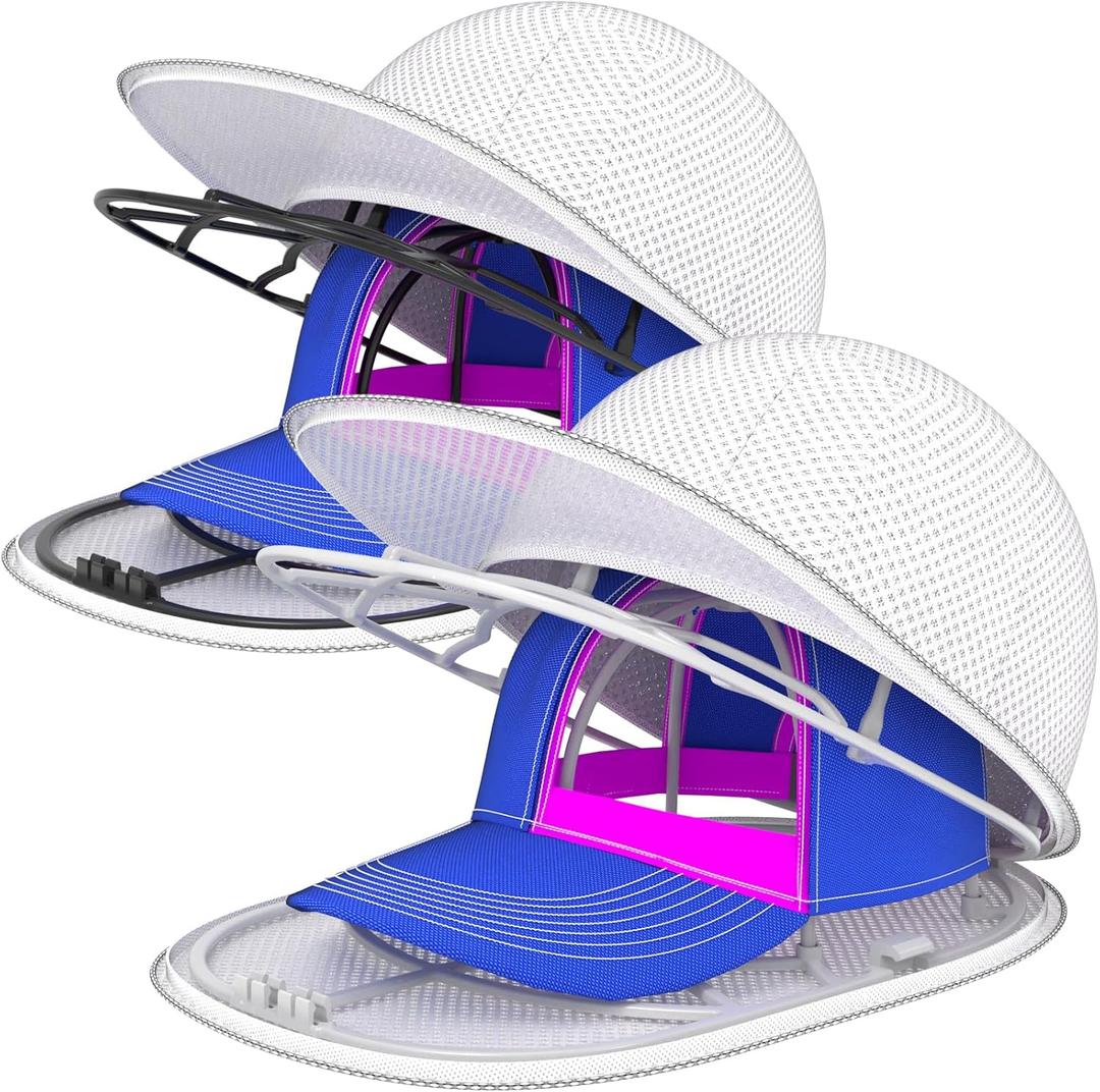 Hat Washer Cage for Washing Machine - Baseball Cap Cleaner Rack, Ball Cap Washing, Dishwasher Safe, Perfect for Cleaning and Protecting Hats in Dishwasher (White and Black 2 Pack with Bags)