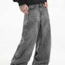 Men's Baggy Jeans Loose Fit Denim Pants Mid Waist Trousers Wide Leg Skater Jeans Y2K Streetwear (XS)
