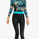Akaeys Women's Full Body Swimsuit Rash Guard One Piece Long Sleeve Long Leg Swimwear with UV Sun Protection S