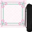 Drydiet Pink Candy Cane Christmas Mahjong Mat Christmas Wonderland Mahjong Table Mat with Carrying Bag 31.5" x 31.5" Cute Aesthetic Anti Slip Noise Reduction Games Table Cover for Poker Card Board