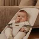 Baby Bouncer,Portable Baby Bouncer Seat & Foldable with 3 Height Adjustments, Ergonomic Bouncer for Babies 0-6 Months, Wood Grain Style, Natural Vibrations, Includes Storage Bag (Beige)