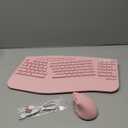 MEETION 2025 Upgrade Pink Ergonomic Keyboard and Mouse, Multi-Device Bluetooth/2.4G Keyboard, 3 DPI Adjustable Wireless Mouse, Full-Sized Rechargeable Cordless for PC/Computer/Laptop/Window