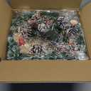 20 Inch Christmas Wreath - Christmas Front Door Wreath Ornament with LED Lights Pinecone Berries Artificial Pine Garland for Party Table Fireplaces Porch Walls New Years Home Decor