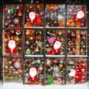 286 PCS 10 Sheet Double-Sided Christmas Window Clings, Christmas Snowflake Window Clings Stickers for Glass, Xmas Holiday Santa Claus Snowflake Decals for Party