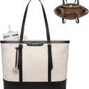 LOVEVOOK Work Tote Bag for Women 15.6 Inch Laptop Computer Bags with Cup Holder, Large Teacher Bag Briefcase for Business Office Travel Black-White, Nylon&PU