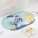 Modern Ocean Bath Rug Super Absorbent Non Slip Cute Bathroom Mat Machine Washable Fluffy Carpet for Tub, Shower and Bedroom (Sea Turtle, 31"x20")
