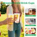 50PCS 16 oz Clear Plastic Cups with Lids and Colorful Straws, Round Bottom Disposable To Go Coffee Smoothie Juice Bubble Tea Cups, PET Party Cups for Holiday, Birthdays, Picnics, Christmas
