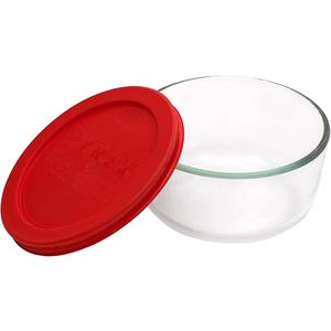 Pyrex Simply Store 2-Cup Single Glass Food Storage Container with Lid, Non-Pourous Glass Round Meal Prep Container with Lid, BPA-Free Lid, Dishwasher, Microwave, Oven and Freezer Safe
