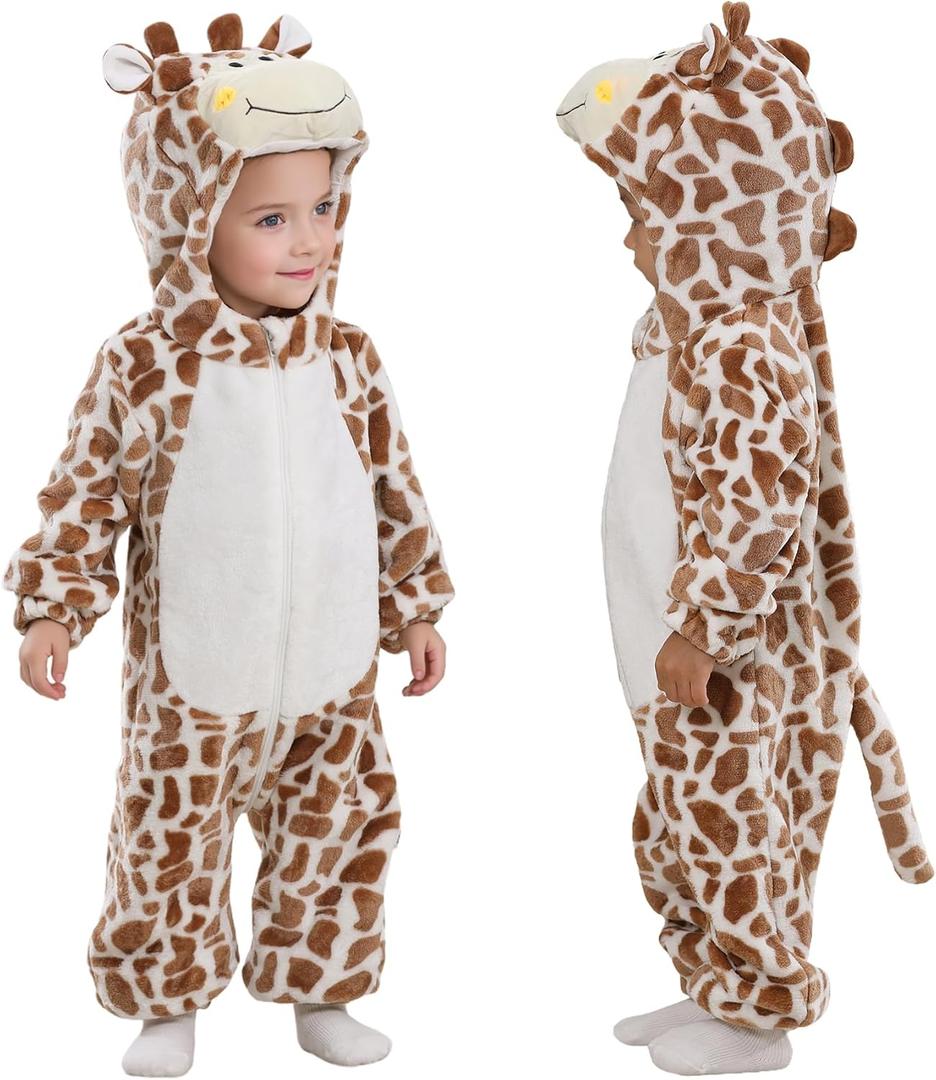 TONWHAR Infant Toddler Kid Halloween Giraffe Cosplay Costume Baby Animal Outfit Snowsuit (12-18 Months, Coffee)