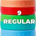 Bedgeta 9Pcs Mason Jar Lids, Regular Mouth Plastic Mason Lids, Leak Proof Canning Lid with Silicone Ring for Ball, Kerr and More, Reusable Can Tops, Colored Caps Covers for Jars