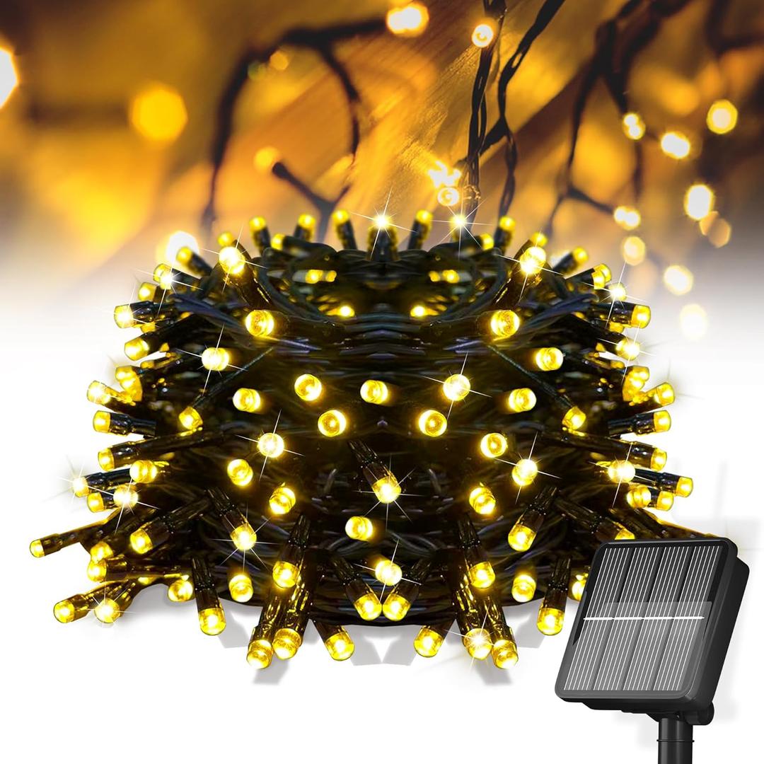 Solar Outdoor Lights 8 Modes Waterproof Solar String Lights for Wedding Party Patio Yard Warm White