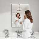 Koonmi Black Rectangle Wall Mirror, 24x32 Inch Bathroom Mirror, Aluminum Frame Vanity Mirror for Entryway, Living Room, Bedroom Bathroom, Hangs Horizontally or Vertically