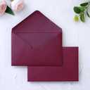PONATIA 50 Pack A4 Envelopes, 4.25 x 6.12'' Shimmer Sparkle Burgundy Envelope Perfect for Gift Cards, Wedding Details Cards, Thank You Cards and any 4x6" Inner Sheets