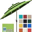 EliteShade USA 10-Year-Non-Fading 9ft 3-Tier Market Patio Umbrella, Commercial Table Umbrella with 80 Solar LED Lights, Crank Open, Windproof & UPF 50+ UV Protection for Garden, Deck, Pool, Backyard, Macaw Green