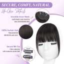 Yorda Bangs Hair Clip 100% Human Hair Clip in Bangs Fringe with Temples Wispy/French Bangs for Women Natural Looking for Daily Use (Wispy Bangs, Brown Black)
