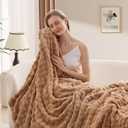 3D Bubble Plush Blanket Textured Fleece Throw Soft Warm Cozy Blanket Couch Bed Throw Brown 50x60 Inches, Rich Brown