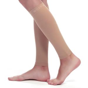 BSERA Calf Compression Sleeve Women, 2 Pairs 20-30mmHg Footless Compression Socks for Swelling Shin Splints Varicose Veins (Small (2 Pairs), Nude/Beige)