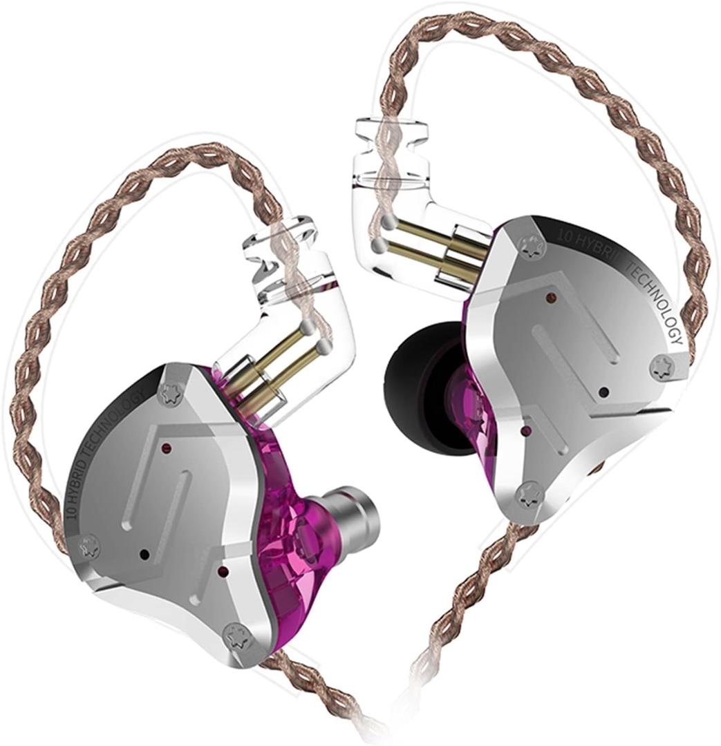 KZ ZS10 Pro 4BA+1DD in Ear Monitor Earphone 5 Driver HiFi Metal Earbuds Headphone Noise Cancelling IEM Earphone (no mic, ZS10 PRO purple)
