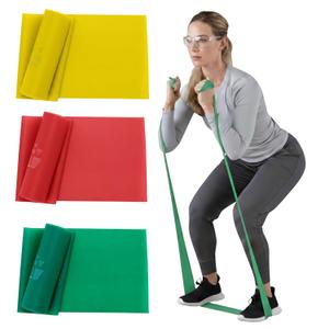 THERABAND Resistance Bands Set, Beginner Kit, Yellow, Red, Green, Latex Elastic Bands for Exercise & Physical Therapy, Strength Training Bands for Upper & Lower Body Fitness