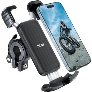 Hiboy Bike Phone Holder, 360 Rotatable Universal Motorcycle Phone Mount, Wrap Anti Shake Bicycle Scooter Handlebar Phone Clip for 5.1-6.8" Cellphone