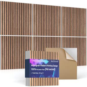6Pack Large Acoustic Panels, Self-Adhesive Soundproof Wall Panels, Sound Proof Foam Panels for Walls, Decorative Acoustic Wall Art for Recording Studio, Home, 24240.4", Traditional Walnut Color