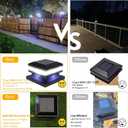 Sumaote Solar Post Lights 160LM 52 LED - Outdoor Deck Fence Post Cap Lights fit 4x4 5x5 6x6 Wood Posts, IP65 Waterproof for Garden Porch Patio, 6000K White Lighting, 2 Pack