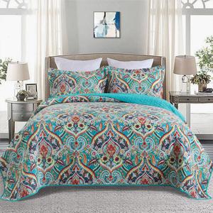 BEDIFANY Cotton Queen Quilt Set - Lightweight Queen Size Quilts Bedding Set for a Comfortable Sleep - Reversible Bedspread Coverlet (90 * 98 in) with Boho Pattern, 3 Pieces